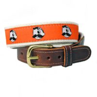 Natty Boh Leather Tab Belt - orange