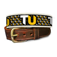 TU-logo-text-leather tab belt