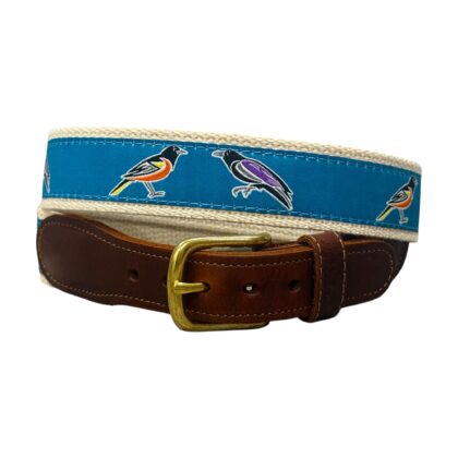 Birds of Baltimore Leather Tab Belt - YOUTH